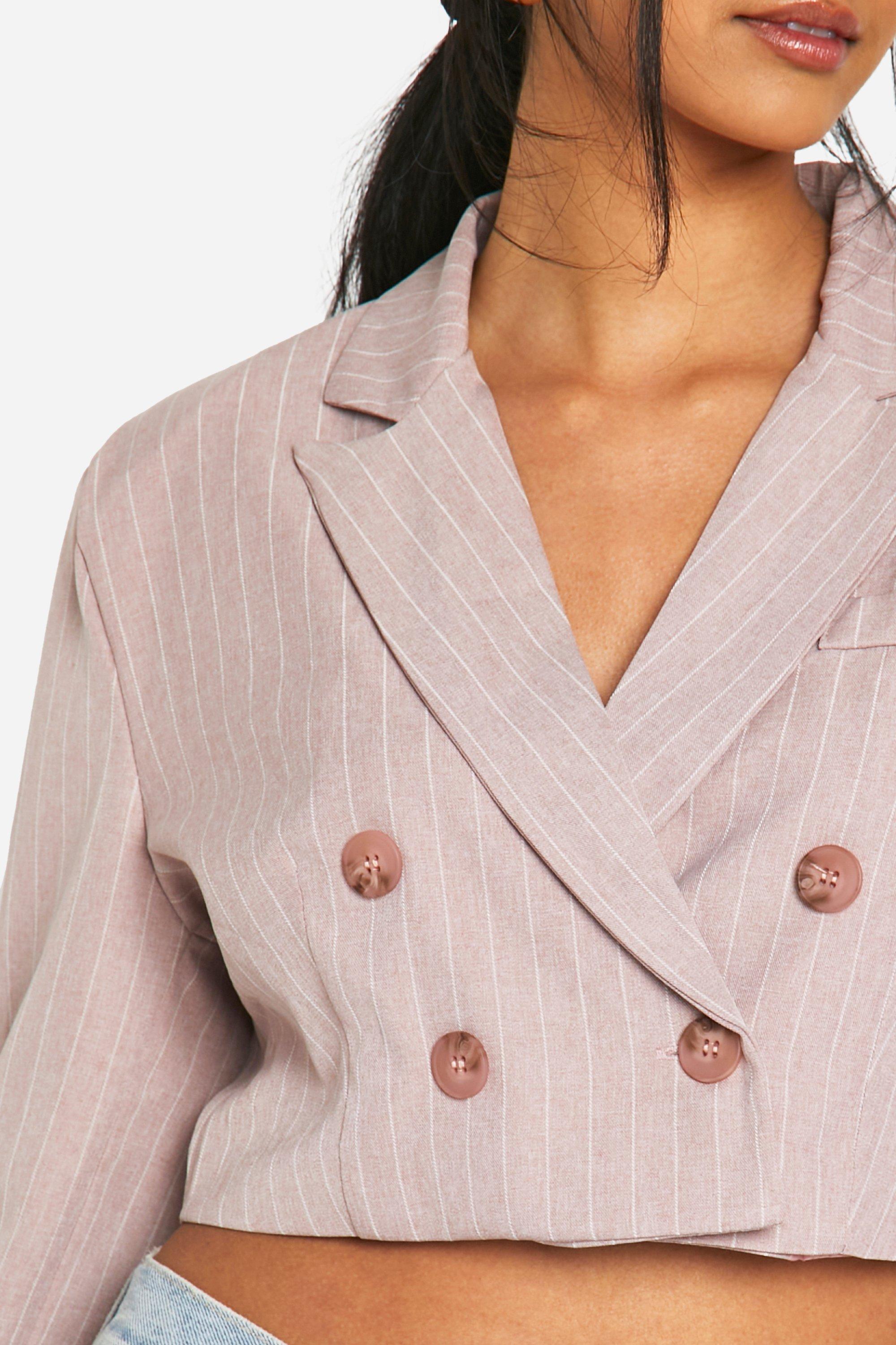 Tonal Pinstripe Cropped Blazer